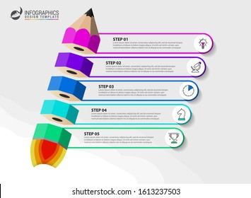 Infographic design template. Creative concept with 5 steps. Can be used for workflow layout, diagram, banner, webdesign. Vector illustration