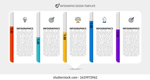 Infographic design template. Creative concept with 5 steps. Can be used for workflow layout, diagram, banner, webdesign. Vector illustration