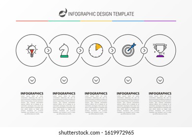 Infographic design template. Creative concept with 5 steps. Can be used for workflow layout, diagram, banner, webdesign. Vector illustration