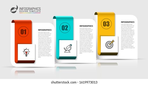 Infographic design template. Creative concept with 3 steps. Can be used for workflow layout, diagram, banner, webdesign. Vector illustration