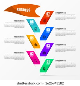 Infographic design template. Creative concept with 7 steps. Can be used for workflow layout, diagram, banner, webdesign. Vector illustration
