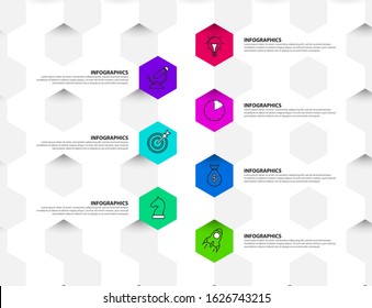 Infographic design template. Creative concept with 7 steps. Can be used for workflow layout, diagram, banner, webdesign. Vector illustration