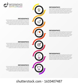 Infographic design template. Creative concept with 6 steps. Can be used for workflow layout, diagram, banner, webdesign. Vector illustration