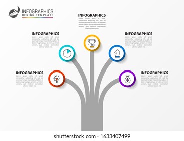 Infographic design template. Creative concept with 5 steps. Can be used for workflow layout, diagram, banner, webdesign. Vector illustration