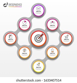 Infographic design template. Creative concept with 8 steps. Can be used for workflow layout, diagram, banner, webdesign. Vector illustration