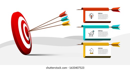 Infographic design template. Creative concept with 3 steps. Can be used for workflow layout, diagram, banner, webdesign. Vector illustration