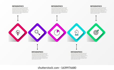 Infographic design template. Creative concept with 5 steps. Can be used for workflow layout, diagram, banner, webdesign. Vector illustration