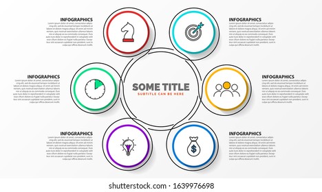 Infographic design template. Creative concept with 6 steps. Can be used for workflow layout, diagram, banner, webdesign. Vector illustration
