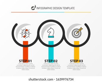 Infographic design template. Creative concept with 3 steps. Can be used for workflow layout, diagram, banner, webdesign. Vector illustration