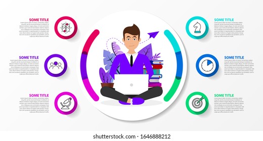 Infographic design template. Creative concept with 6 steps. Can be used for workflow layout, diagram, banner, webdesign. Vector illustration