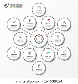 Infographic design template. Creative concept with 12 steps. Can be used for workflow layout, diagram, banner, webdesign. Vector illustration