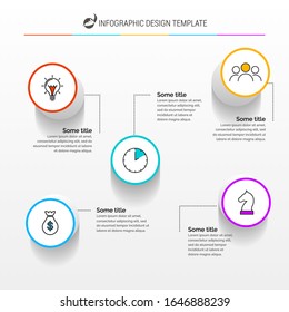 Infographic design template. Creative concept with 5 steps. Can be used for workflow layout, diagram, banner, webdesign. Vector illustration