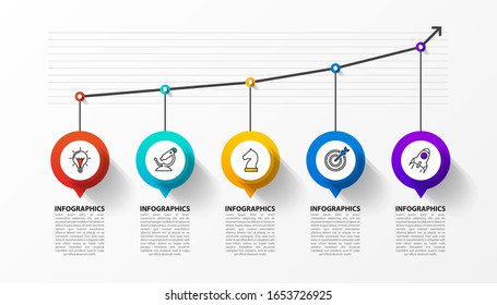 Infographic design template. Creative concept with 5 steps. Can be used for workflow layout, diagram, banner, webdesign. Vector illustration
