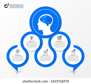 Plantilla de diseño gráfico. Concepto creativo con 5 pasos. Se puede utilizar para diseño de flujo de trabajo, diagrama, banner, diseño web. Ilustración del vector