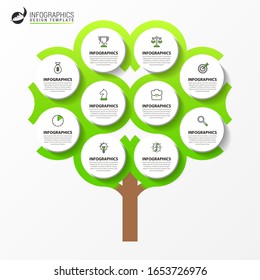 Infographic design template. Creative concept with 10 steps. Can be used for workflow layout, diagram, banner, webdesign. Vector illustration