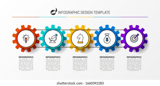 Infographic design template. Creative concept with 5 steps. Can be used for workflow layout, diagram, banner, webdesign. Vector illustration