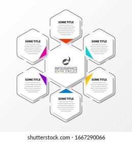 Infographic design template. Creative concept with 6 steps. Can be used for workflow layout, diagram, banner, webdesign. Vector illustration
