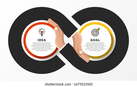 Infographic design template. Creative concept with 2 steps. Can be used for workflow layout, diagram, banner, webdesign. Vector illustration