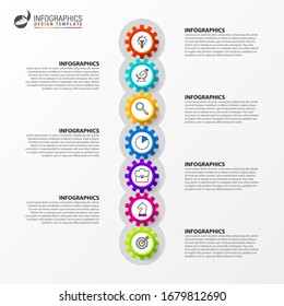 Infographic design template. Creative concept with 7 steps. Can be used for workflow layout, diagram, banner, webdesign. Vector illustration