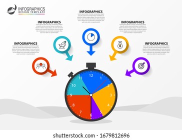 Infographic design template. Creative concept with 5 steps. Can be used for workflow layout, diagram, banner, webdesign. Vector illustration