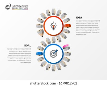 Infographic design template. Creative concept with 2 steps. Can be used for workflow layout, diagram, banner, webdesign. Vector illustration