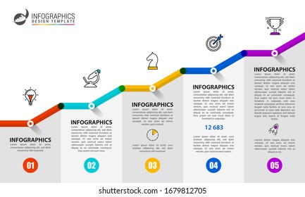 Infographic design template. Creative concept with 5 steps. Can be used for workflow layout, diagram, banner, webdesign. Vector illustration