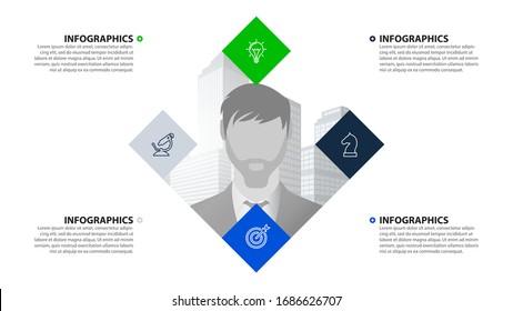 Infographic design template. Creative concept with 4 steps. Can be used for workflow layout, diagram, banner, webdesign. Vector illustration