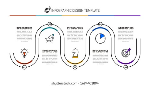 Infographic design template. Creative concept with 5 steps. Can be used for workflow layout, diagram, banner, webdesign. Vector illustration