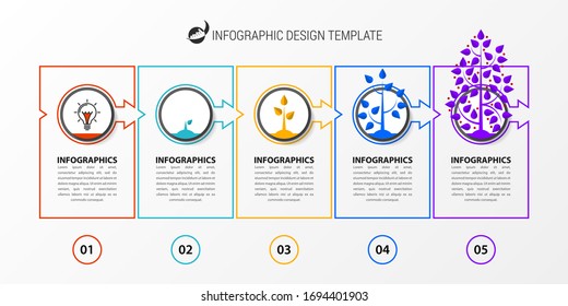 Infographic design template. Creative concept with 5 steps. Can be used for workflow layout, diagram, banner, webdesign. Vector illustration