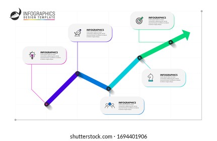 Infographic design template. Creative concept with 5 steps. Can be used for workflow layout, diagram, banner, webdesign. Vector illustration
