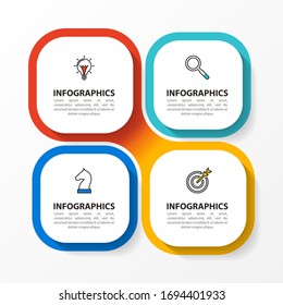  Plantilla de diseño gráfico. Concepto creativo con 4 pasos. Se puede utilizar para diseño de flujo de trabajo, diagrama, banner, diseño web. Ilustración del vector