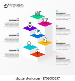 Infographic design template. Creative concept with 7 steps. Can be used for workflow layout, diagram, banner, webdesign. Vector illustration