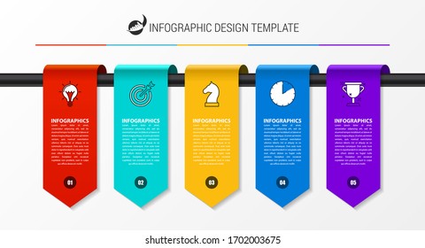 Infographic design template. Creative concept with 5 steps. Can be used for workflow layout, diagram, banner, webdesign. Vector illustration