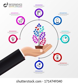 Infographic design template. Creative concept with 7 steps. Can be used for workflow layout, diagram, banner, webdesign. Vector illustration