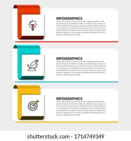Infographic design template. Creative concept with 3 steps. Can be used for workflow layout, diagram, banner, webdesign. Vector illustration