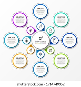  Plantilla de diseño gráfico. Concepto creativo con 8 pasos. Se puede utilizar para diseño de flujo de trabajo, diagrama, banner, diseño web. Ilustración vectorial.