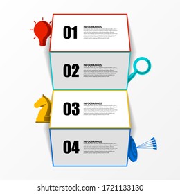  Plantilla de diseño gráfico. Concepto creativo con 4 pasos. Se puede utilizar para diseño de flujo de trabajo, diagrama, banner, diseño web. Ilustración del vector