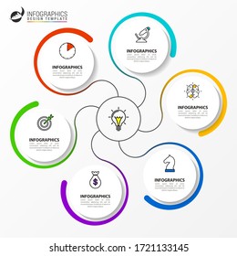 Infographic design template. Creative concept with 6 steps. Can be used for workflow layout, diagram, banner, webdesign. Vector illustration