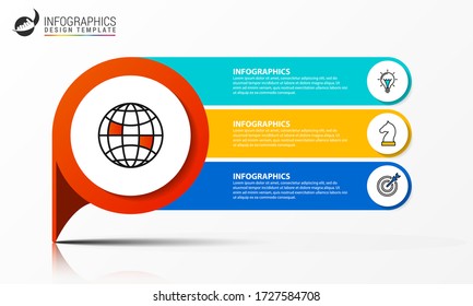 Infographic design template. Creative concept with 3 steps. Can be used for workflow layout, diagram, banner, webdesign. Vector illustration