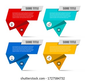 Plantilla de diseño infográfico. Concepto creativo con 4 pasos. Se puede utilizar para diseño de flujo de trabajo, diagrama, banner, diseño web. Ilustración del vector