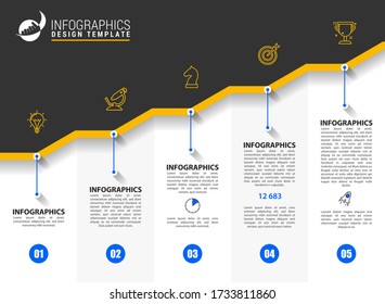 Infographic design template. Creative concept with 5 steps. Can be used for workflow layout, diagram, banner, webdesign. Vector illustration