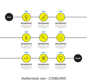 Infographic design template. Creative concept with 9 steps. Can be used for workflow layout, diagram, banner, webdesign. Vector illustration