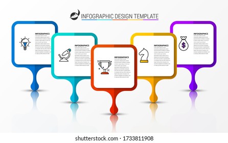 Infographic design template. Creative concept with 5 steps. Can be used for workflow layout, diagram, banner, webdesign. Vector illustration