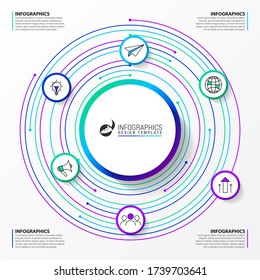 Infografische Designvorlage. Kreatives Konzept mit 4 Schritten. Kann für Workflow-Layout, Diagramm, Banner, Webdesign verwendet werden. Vektor-Abbildung