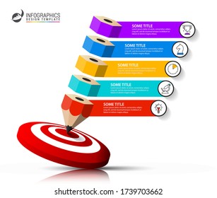 Infographic design template. Creative concept with 5 steps. Can be used for workflow layout, diagram, banner, webdesign. Vector illustration