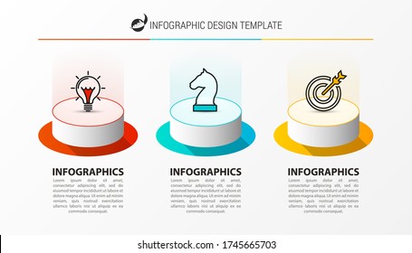 Infographic design template. Creative concept with 3 steps. Can be used for workflow layout, diagram, banner, webdesign. Vector illustration