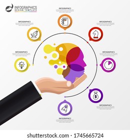Infographic design template. Creative concept with 7 steps. Can be used for workflow layout, diagram, banner, webdesign. Vector illustration