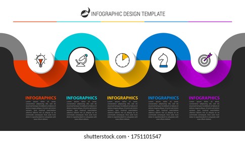 Infographic design template. Creative concept with 5 steps. Can be used for workflow layout, diagram, banner, webdesign. Vector illustration