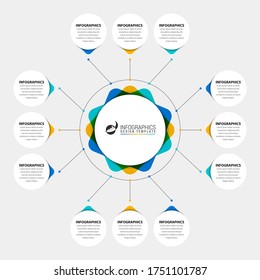 Infographic design template. Creative concept with 12 steps. Can be used for workflow layout, diagram, banner, webdesign. Vector illustration