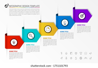 Infographic design template. Creative concept with 5 steps. Can be used for workflow layout, diagram, banner, webdesign. Vector illustration